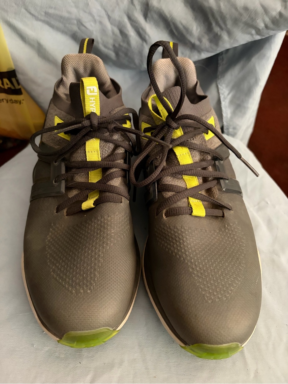 FootJoy Men's Sneakers - Olive with Yellow Accents size 9W